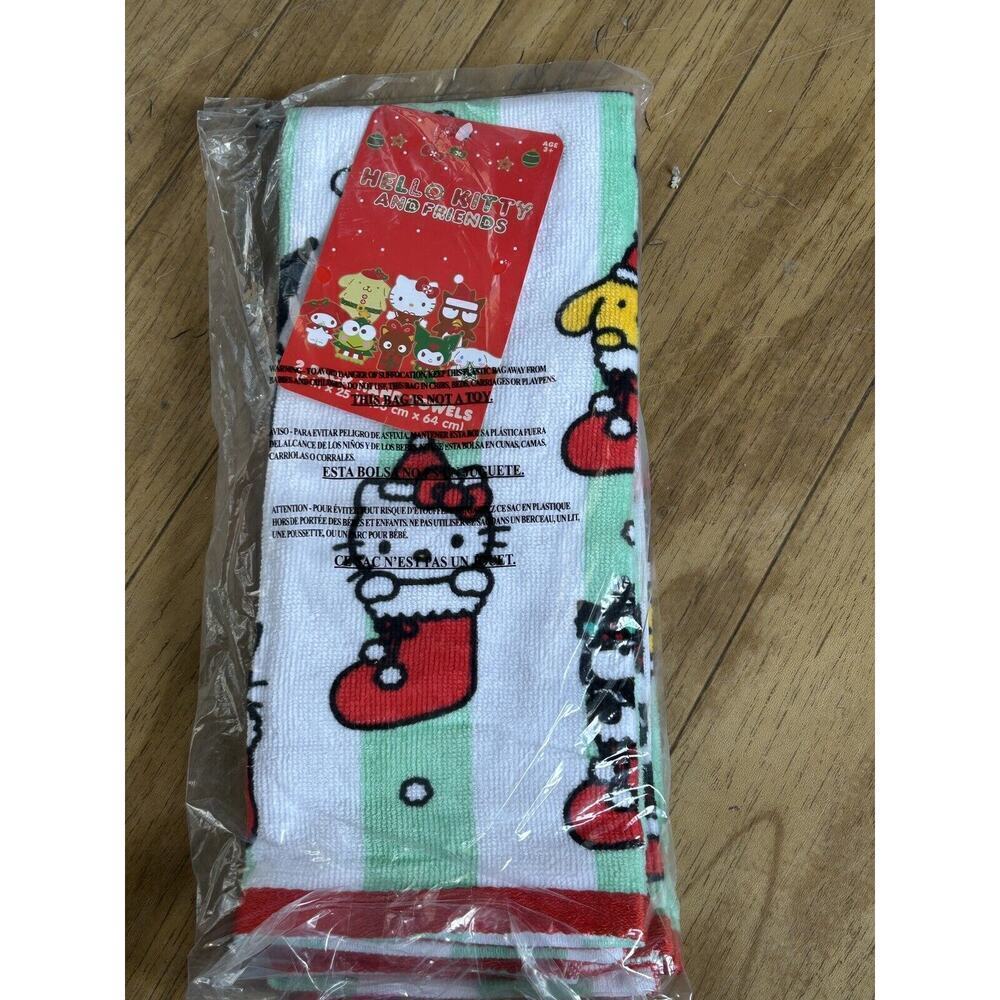 Hello Kitty & Friends Christmas Kitchen Hand Towels 15x25 100% Cotton Set of 2